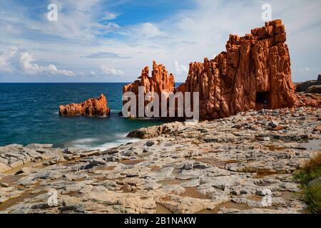 La Plage De Red Rocks, Italie, Sardaigne, Arbatax Banque D'Images