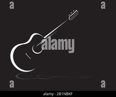 Vecteur d'icône stylisé de guitare. Éléments de conception de guitare acoustique à lignes simples. Illustration de Vecteur