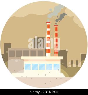 usine avec nuages de fumée sur fond blanc illustration vectorielle Illustration de Vecteur