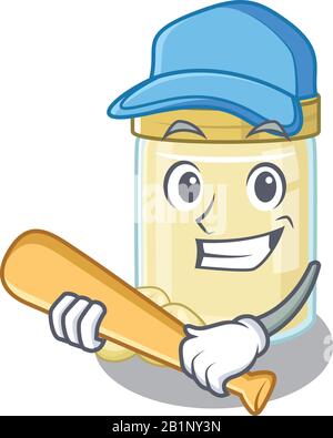 Sourit Marrant macadamia noix beurre un motif mascotte avec base-ball Illustration de Vecteur