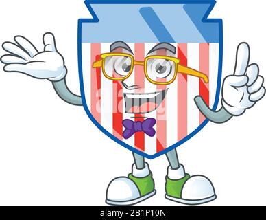 Le caractère Geek des Etats-Unis rayures bouclier mascotte design Illustration de Vecteur