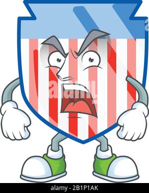 Les États-Unis ont des rayures qui protègent le dessin de personnage de dessin animé avec un visage en colère Illustration de Vecteur