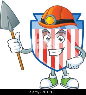 Cool Clever USA rayures bouclier dessin de personnage de dessin animé Illustration de Vecteur