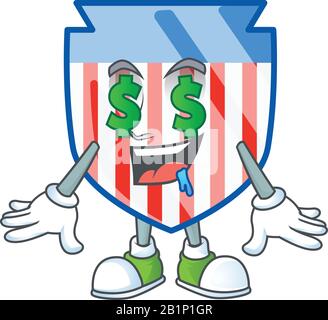 Style de personnage de dessin animé des États-Unis rayures bouclier avec oeil d'argent Illustration de Vecteur