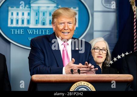 Washington, États-Unis. 26 février 2020. Le président Donald Trump s’est exprimé lors d’une conférence de presse sur le Coronavirus. Crédit: Sopa Images Limited/Alay Live News Banque D'Images