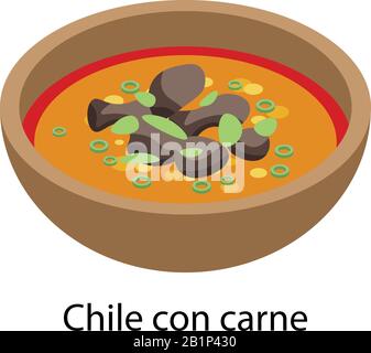 Chili con carne icône, style isométrique Illustration de Vecteur