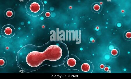 Division de processus de la cellule. Illustration tridimensionnelle. Concept médical. Banque D'Images
