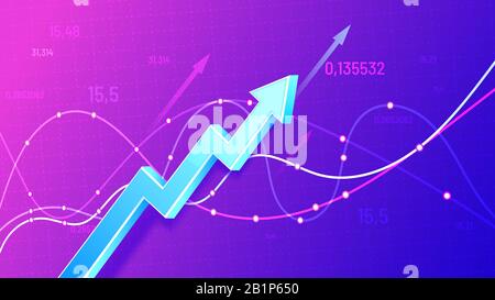 Augmentation du calendrier financier flèche tridimensionnelle. Illustration vectorielle de la croissance des bénéfices, de la croissance des graphiques et des statistiques financières. Développement commercial réussi Illustration de Vecteur