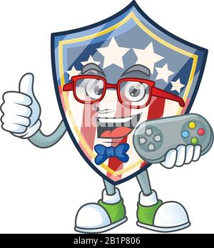 Un joueur séduisant vintage écusson écusson Etats-Unis dessin de personnage de dessin animé Illustration de Vecteur