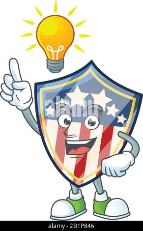 Smart vintage Shield badges USA Caricature personnage a une idée Illustration de Vecteur