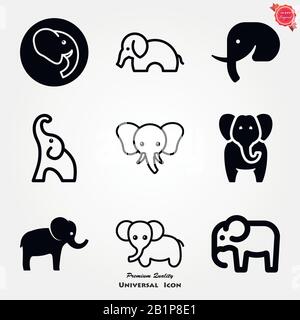 L'icône de l'éléphant, le vecteur ligne logo illustration art Illustration de Vecteur