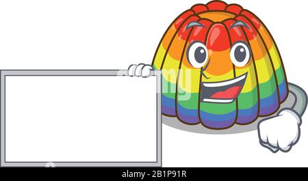 le caractère de dessin animé du concept de gelée arc-en-ciel apporte un tableau Illustration de Vecteur