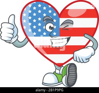 Une icône de mascotte de l'amour de jour d'indépendance fait de Thumbs vers le haut le geste Illustration de Vecteur