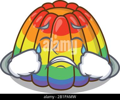 Gelée arc-en-ciel personnage de dessin animé avec un visage triste Illustration de Vecteur