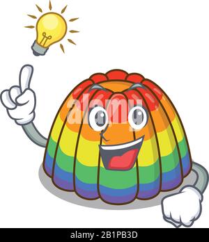 un style de personnage de dessin animé en gelée arc-en-ciel intelligent a un geste d'idée Illustration de Vecteur