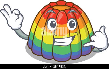 Appelez-moi le drôle de gelée arc-en-ciel personnage de dessin animé concept Illustration de Vecteur