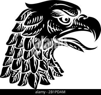 Eagle Falcon Hawk Ou Phoenix Head Face Mascot Illustration de Vecteur