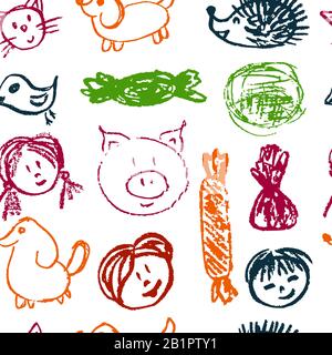 Répétition transparente. Dessiner des photos, gribouille. Design beau et lumineux. Images intéressantes pour les arrière-plans, les textiles, les tapisseries. Faces bonbons animaux Illustration de Vecteur