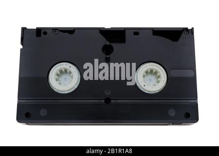 Cassette vidéo VHS isolée sur fond blanc Banque D'Images