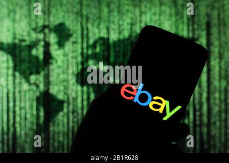 Pologne. 26 février 2020. Dans cette illustration photo, un logo Ebay s'affiche sur un smartphone. Crédit: Filip Radwanski/Sopa Images/Zuma Wire/Alay Live News Banque D'Images