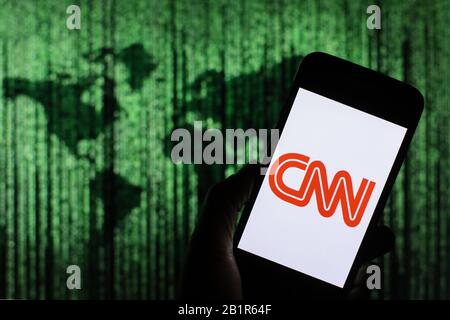Pologne. 26 février 2020. Dans cette photo, un logo CNN s'affiche sur un smartphone. Crédit: Filip Radwanski/Sopa Images/Zuma Wire/Alay Live News Banque D'Images