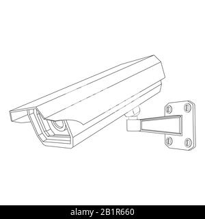 Caméra CCTV. Icône de contour plat Illustration de Vecteur