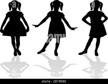 Silhouette d'une fille dans une robe. Illustration de Vecteur