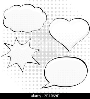 Bulles de la parole dans une forme différente. Style pop art Illustration de Vecteur