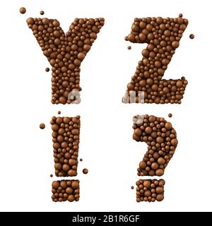 Lettres y Z isolées sur le concept de chocolat blanc, illustration tridimensionnelle Banque D'Images