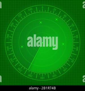 Écran radar vert Illustration de Vecteur