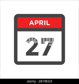 Icône du calendrier du 27 avril avec jour et mois Illustration de Vecteur