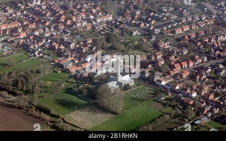 Vue aérienne du village de Hemingbrough près de Sellby, dans le Yorkshire Banque D'Images