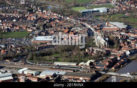 Vue aérienne de Selby, Yorkshire du Nord, Royaume-Uni Banque D'Images