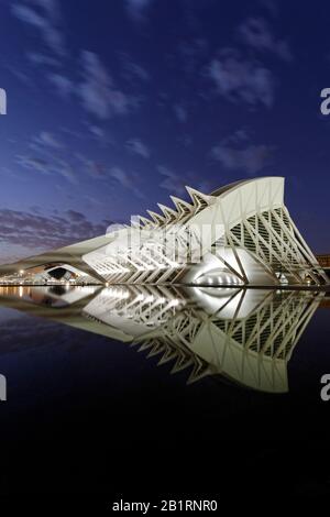 Architektur von Santiago Calatrava, Museo de las Ciencias principe Felipe, Ciudad de las Artes y las Ciencias, Valencia, Espagne, Banque D'Images