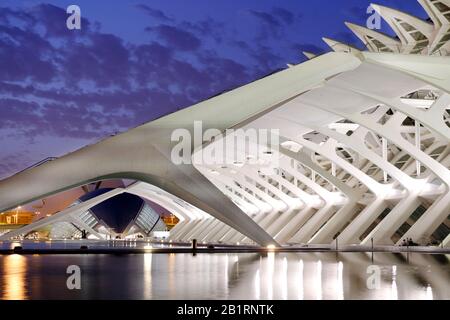 Architektur von Santiago Calatrava, Museo de las Ciencias principe Felipe, Ciudad de las Artes y las Ciencias, Valencia, Espagne, Banque D'Images