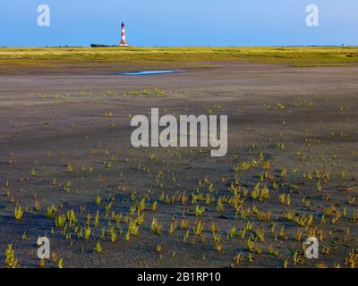 Phare De Westerheversand, Péninsule D'Eiderstedt, Frise Du Nord, Schleswig-Holstein, Allemagne, Banque D'Images