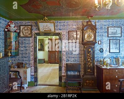 Bonne chambre des Frisons dans la Königspesel, Hanswarft sur Hallig Hooge, Frise du Nord, Schleswig-Holstein, Allemagne, Banque D'Images