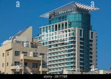 Wohnhaus, Hôtel Rechts Royal Beach, Tel Aviv, Israël Banque D'Images