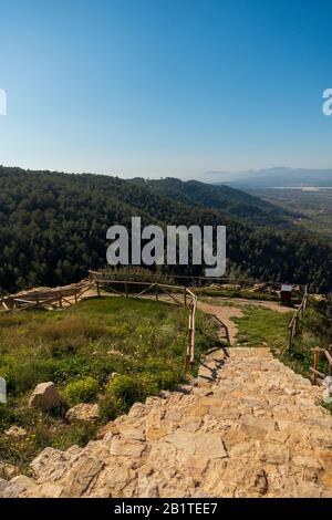 Vue sur Alcala de Xivert depuis le château, Espagne Banque D'Images