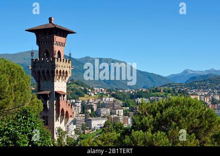 Tour d'une villa, Lugano, Lac de Lugano, Tessin, Suisse Banque D'Images