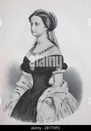 Dona María Eugenia Ignacia Augustina de Palafox y Kirkpatrick, 16ème Comtesse de Teba, 15ème Marchionne d'Ardales, 5 mai 1826 - 11 juillet 1920, connue sous le nom d'Eugénie de Montijo, fut la dernière impératrice des Français, épouse de l'empereur Napoléon III / Eugénie de Montijo, Dans der Langform auch María Eugenia Ignacia Agustina de Palafox Portocarrero de Guzman y Kirkpatrick, WAR als Ehefrau Napoleons III. Von 1853 bis 1870 Kaiserin der Franzosen und die letzte Monarchin Frankreichs, Historisch, amélioration numérique de la reproduction d'un original du 19ème siècle / digitale Redukevorintion Banque D'Images