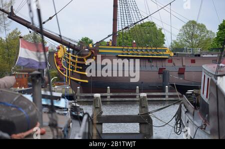 Scheepvaartmuseum, Schiff´De Amsterdam’, Oosterdok, Amsterdam, Niederlande Banque D'Images