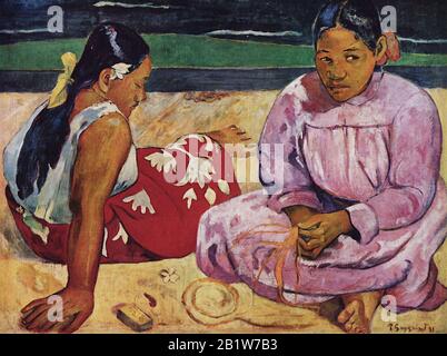 Femmes tahitiennes sur la plage (1891) peinture du XIXe siècle de Paul Gauguin - très haute résolution et image de qualité Banque D'Images