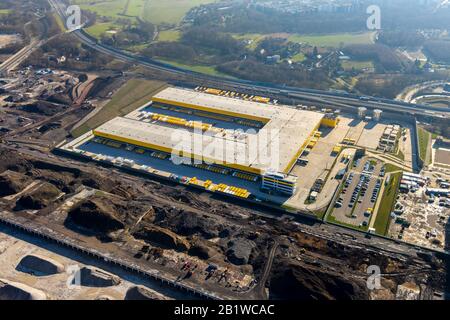 Photo aérienne, MARQUE 51°7 domaine industriel, nouveau centre logistique DHL, chantier ancien site Opel, Laer, Bochum, Ruhr, Rhénanie-du-Nord-Ouest Banque D'Images