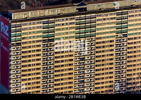 Photographie aérienne, parc résidentiel Hochheide, Les Géants blancs, Duisburg, Ruhr, Rhénanie-du-Nord-Westphalie, Allemagne, DE, Europe, formes et couleurs, Banque D'Images