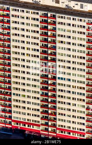 Photographie aérienne, parc résidentiel Hochheide, Les Géants blancs, Duisburg, Ruhr, Rhénanie-du-Nord-Westphalie, Allemagne, DE, Europe, formes et couleurs, Banque D'Images