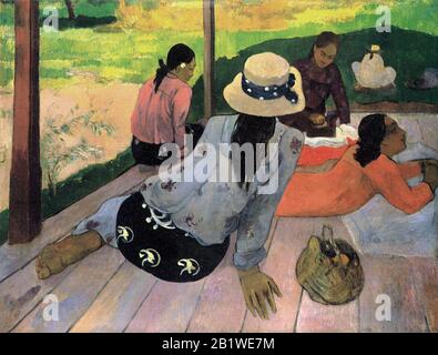 La Siesta (vers 1894) peinture du XIXe siècle par Paul Gauguin - très haute résolution et image de qualité Banque D'Images