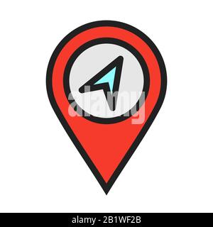 Icône d'emplacement sur fond blanc à utiliser dans l'interface d'application Web. Il peut également être utilisé pour l'industrie du voyage et du tourisme. Banque D'Images