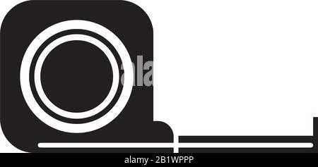 Modèle d'icône de bande de mesure couleur noire modifiable. Mesure de la bande icône de ligne icône symbole de ligne plate vecteur signe isolé sur fond blanc. Logo simple vec Illustration de Vecteur