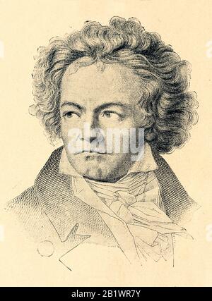 Ludwig van Beethoven était compositeur et pianiste allemand. Reproduction numérique améliorée à partir d'un aperçu Illustré de la vie de l'humanité au XIXe siècle, édition 1901, maison d'édition Marx, Saint-Pétersbourg Banque D'Images